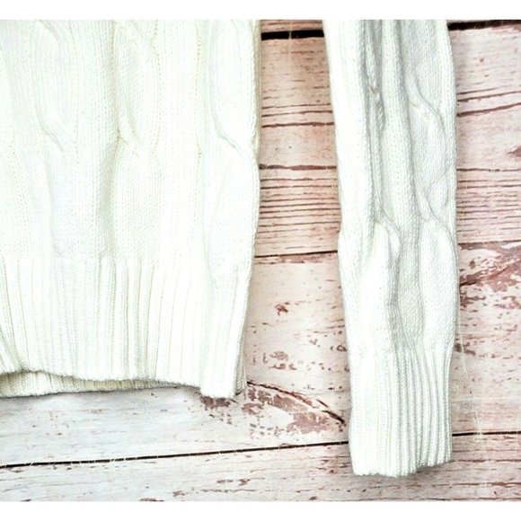 Vintage Express Crew Neck Med White Cable Knit Long Sleeve Pullover Sweater - Picture 6 of 12